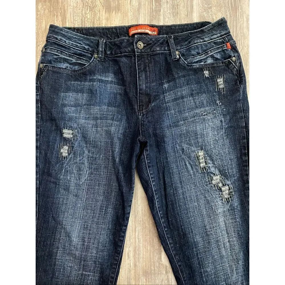 Zana Di Jean High Rise Jeans Dark Wash Rhinestones Women’s Sz 16 - Picture 2 of 6